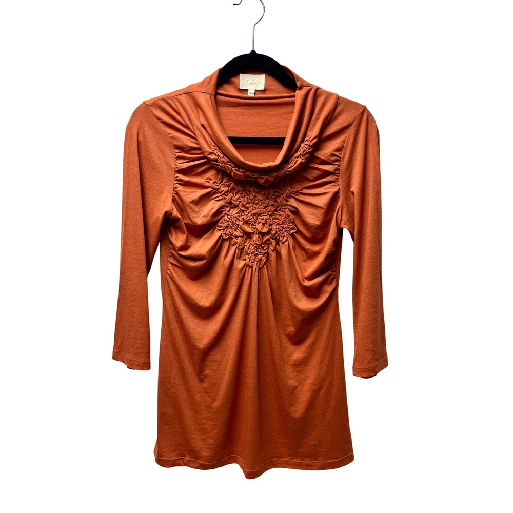 Deletta Top M Terracotta Cowl Neck Ruched Whimsigoth Festival Earthy Romantic